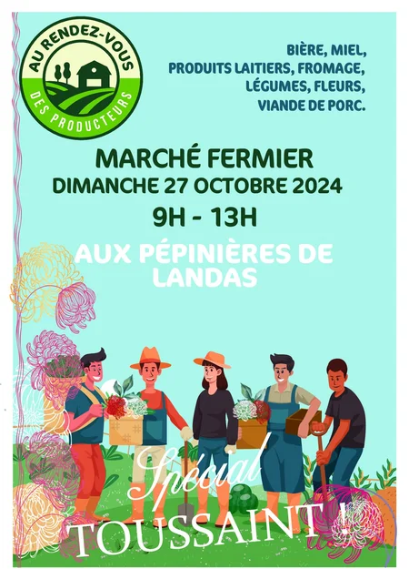 affiche du marché fermier de landas du 27 octobre