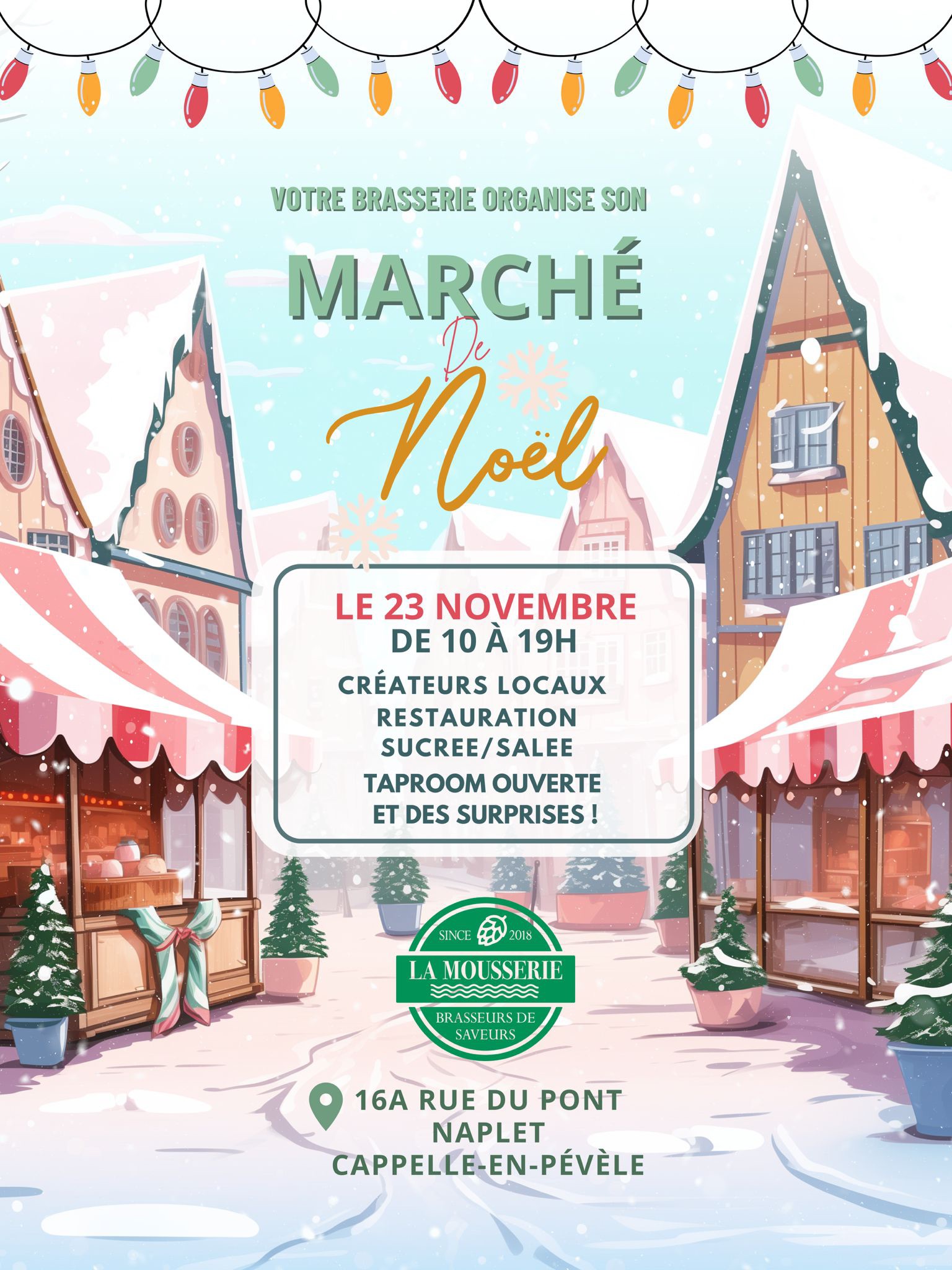 affiche du marché de noël à la mousserie