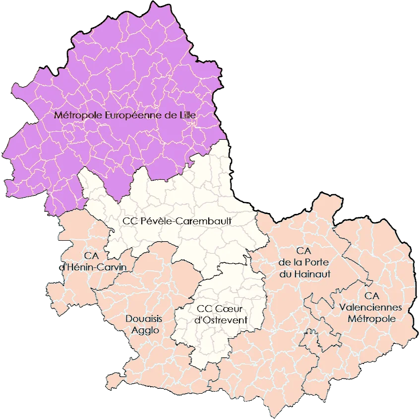 carte des 38 communes de la Pévèle-Carembault